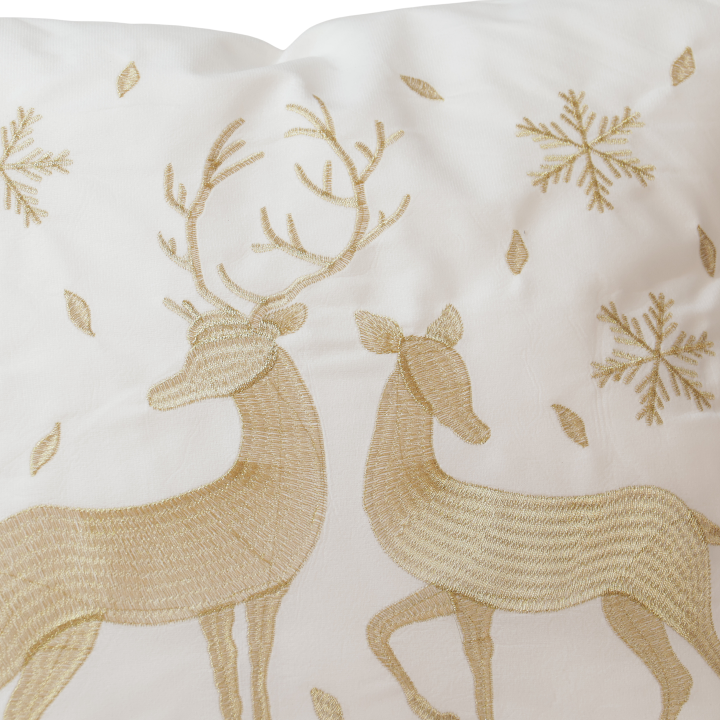 Cojín Renos Bordados Dorado Cuadrado