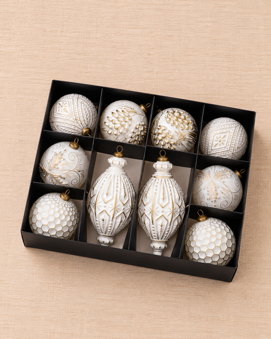 Set de Esferas Atelier — Blanco Oro 10 unid