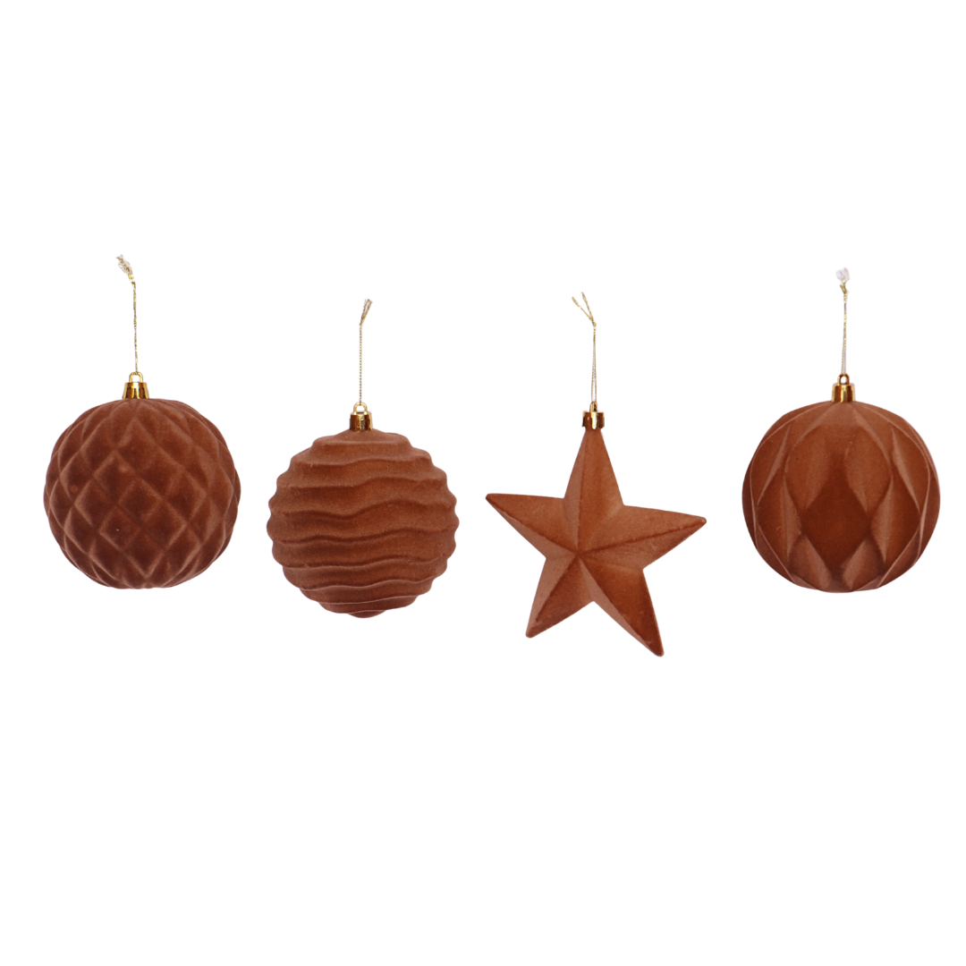 Caja de Esferas y Estrellas en terciopelo - Terracota