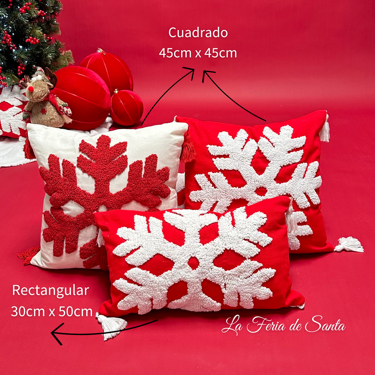 Funda de Cojin Copos de Nieve