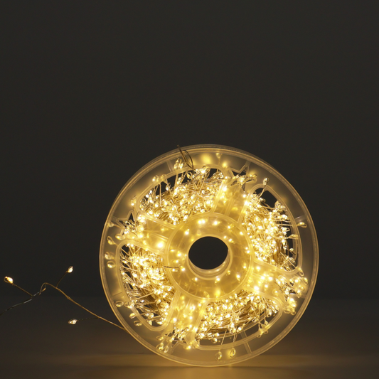 Extensión de 300 Luces LED Hada con Carrete – 10 Metros · Cálida