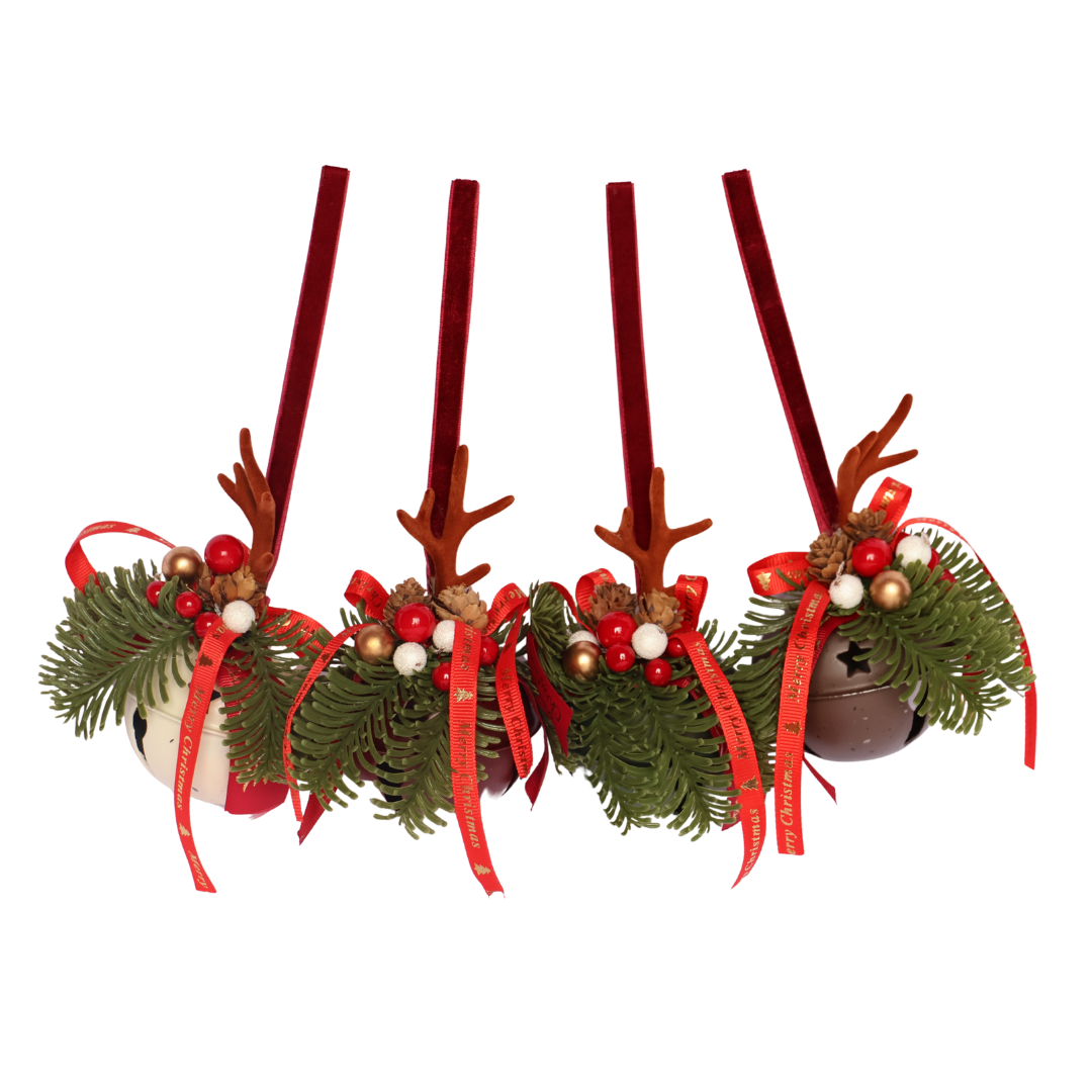 Set 4 Cascabeles Noche de Renos - 8 cm