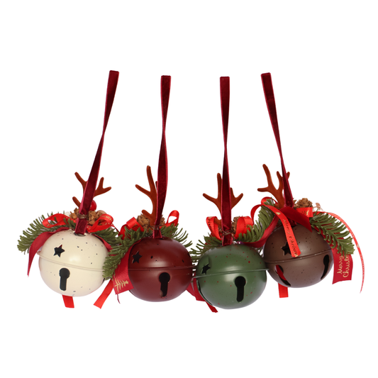 Set 4 Cascabeles Noche de Renos - 8 cm