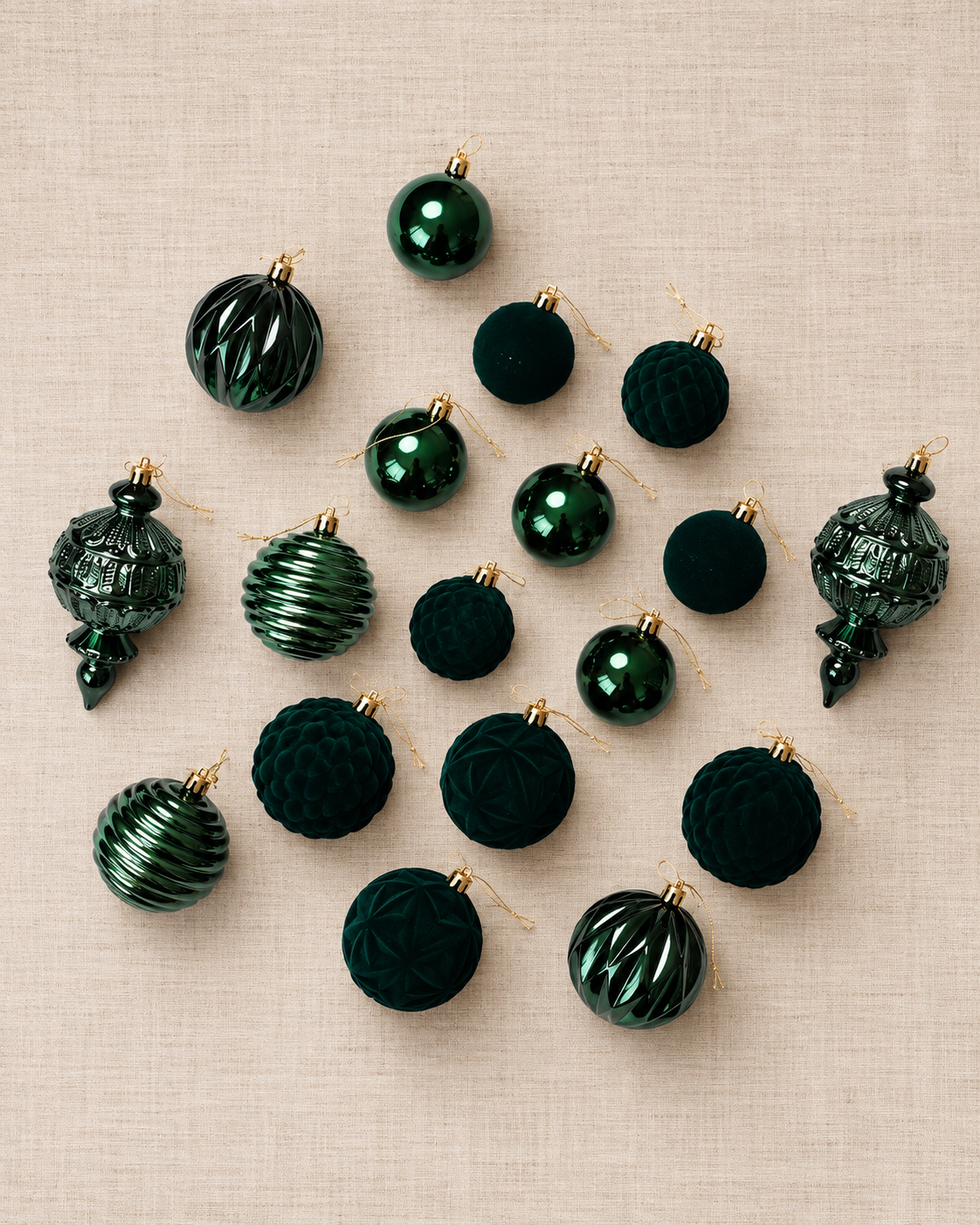 Set de Esferas Velvet Luxe — Verde Esmeralda