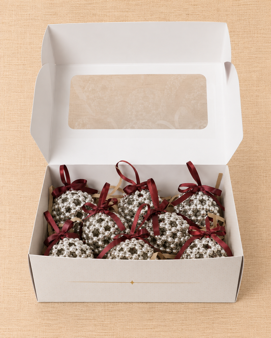 Set de Esferas Perla — Plateada 6cm