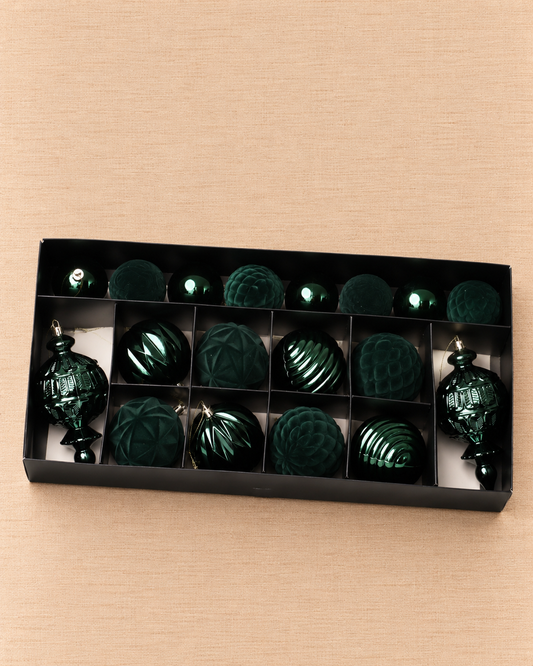 Set de Esferas Velvet Luxe — Verde Esmeralda