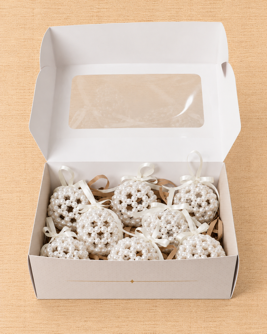 Set de Esferas Perla — Blanca 6cm