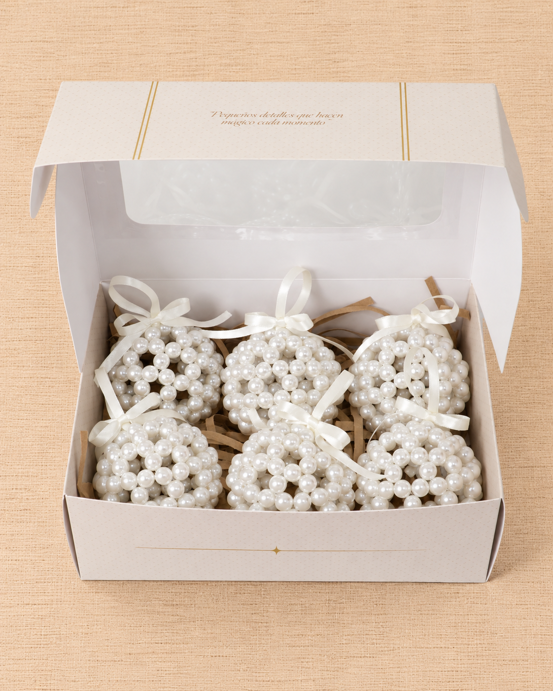 Set de Esferas Perla — Blanca 8cm