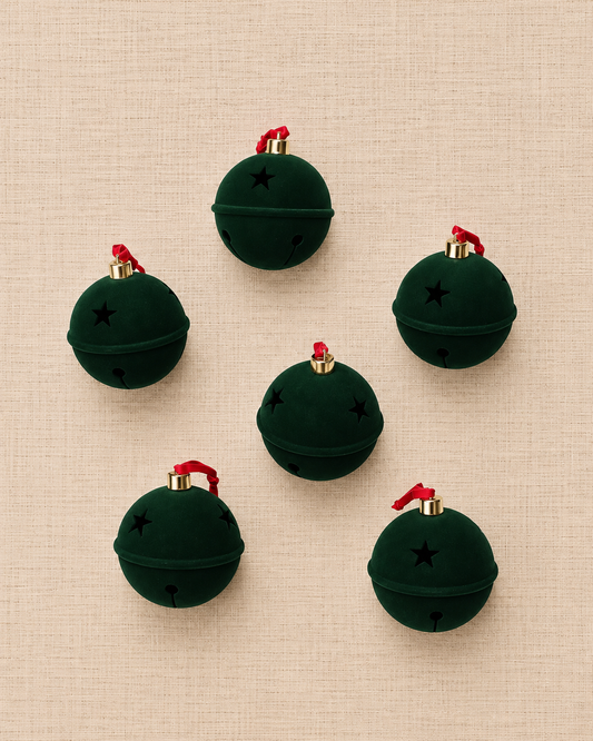 Set de Esferas Velvet Jingle — Verde Esmeralda