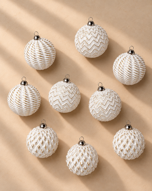 Set de Esferas Atelier — Blanco Dorado 9und