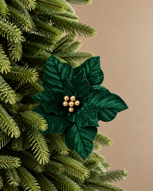 Poinsetia Velvet — Verde Esmeralda 32cm HD26-298