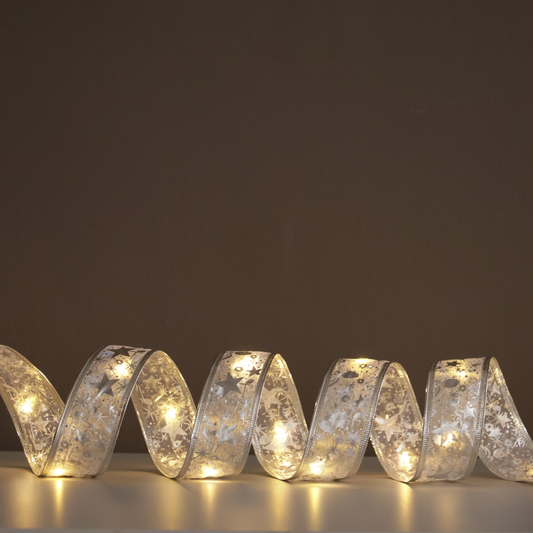 Cinta LED Plateada Cálida – 30 Luces